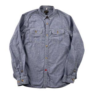 CPO Provisions Button Down Shirt Mens Medium Blue Front Pockets Chambray‎